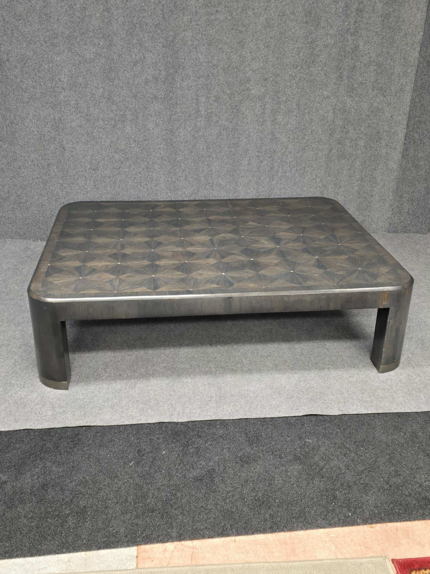 Ron Seff Raffia Wood Marquetry Cocktail Table