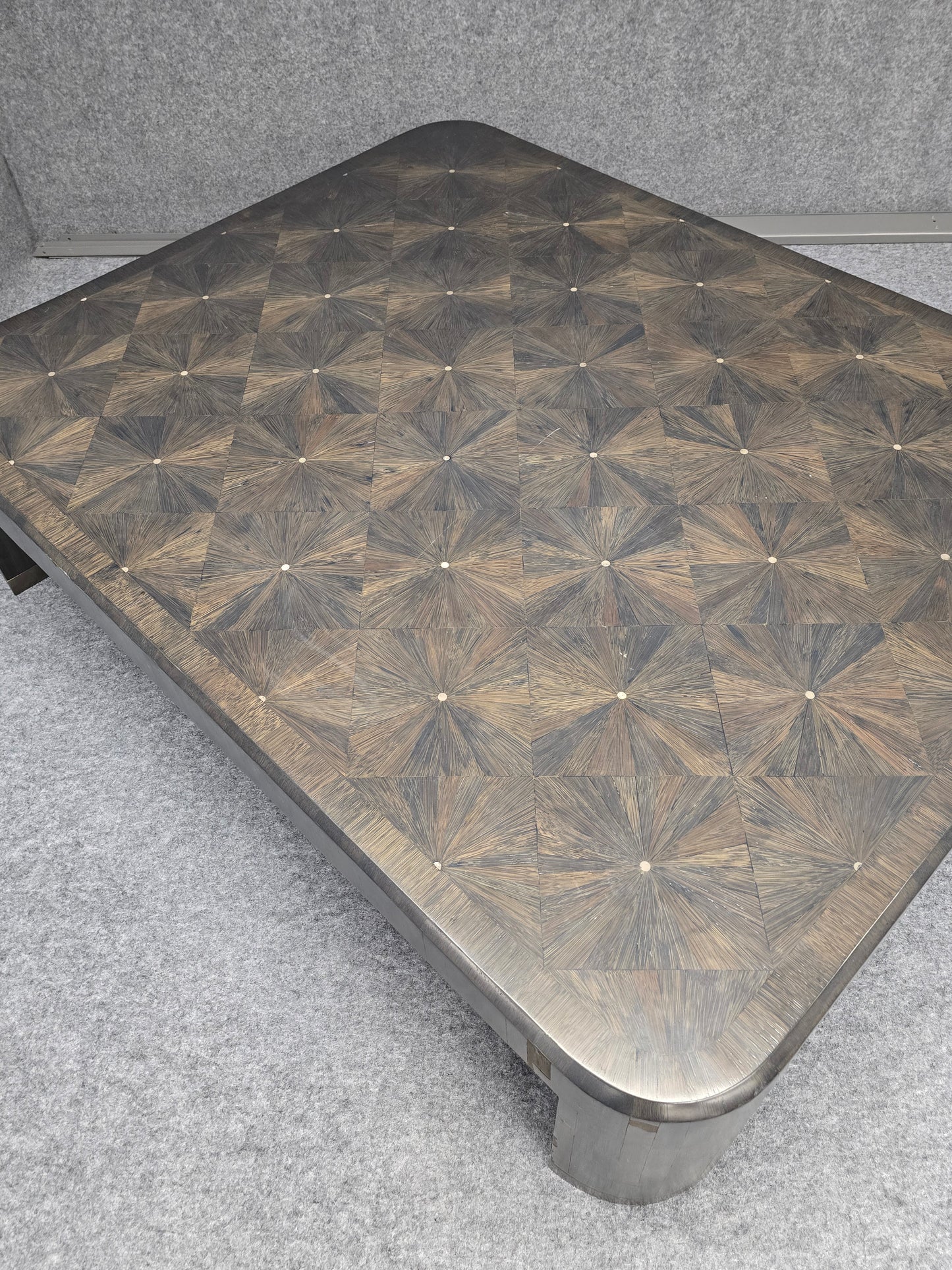 Ron Seff Raffia Wood Marquetry Cocktail Table