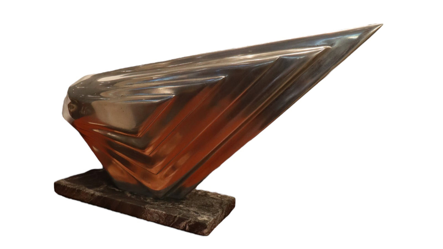 Lee Duran Modern Art Deco Siren Sculpture Chrome Goddess 2