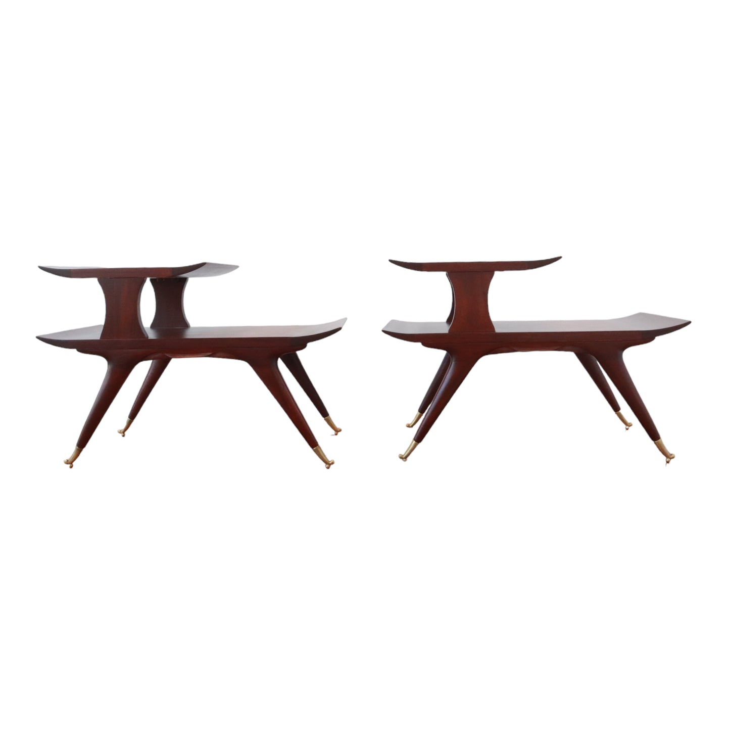 Two Mid-Century Modern 2-Tiered Coffee Tables- in style of William Hinn