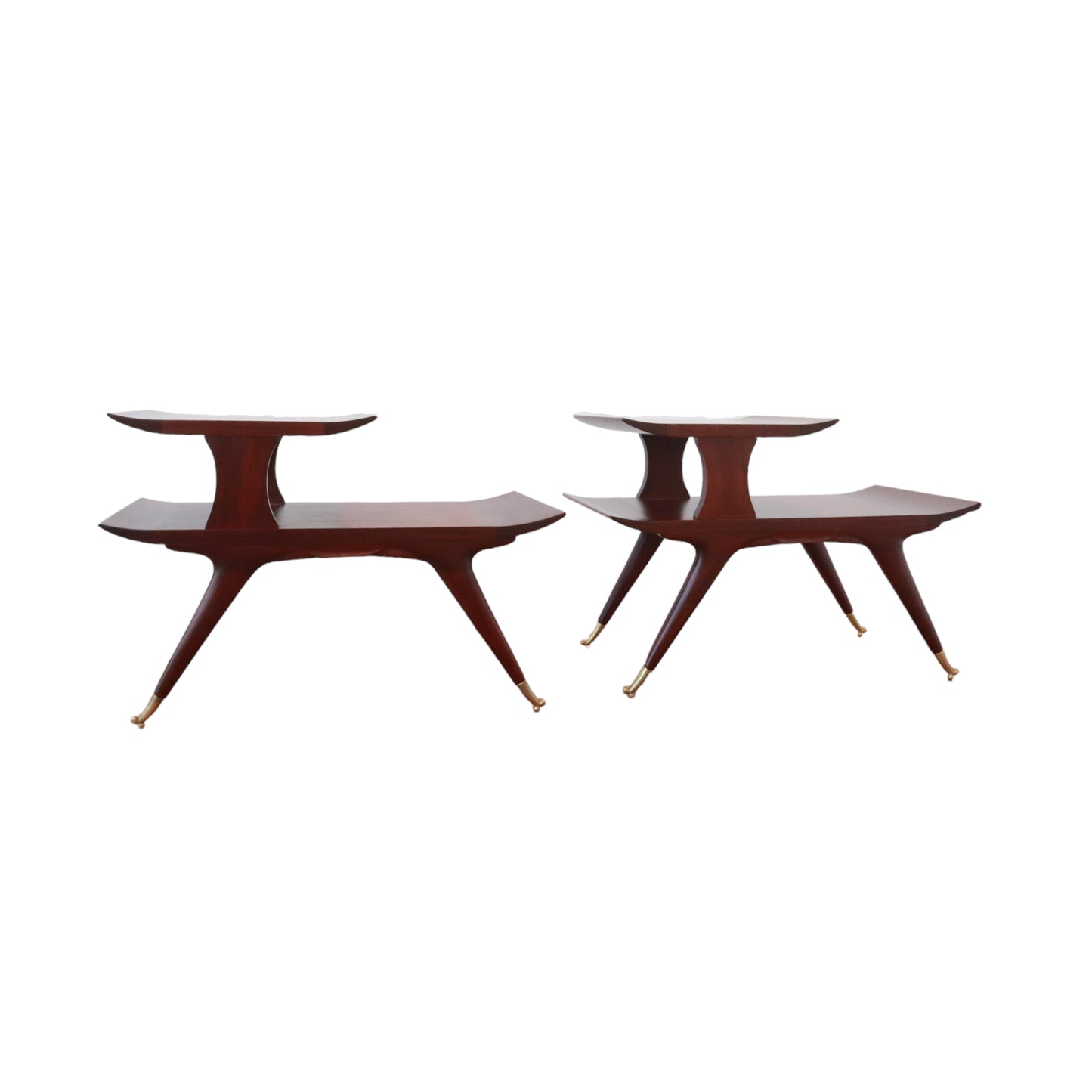 Two Mid-Century Modern 2-Tiered Coffee Tables- in style of William Hinn