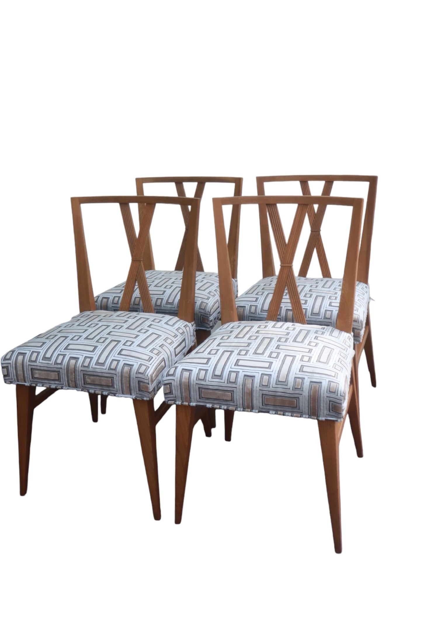 #10  Tommi Parzinger for Charak Modern 1950s  6 Re upholstered dining room chairs.