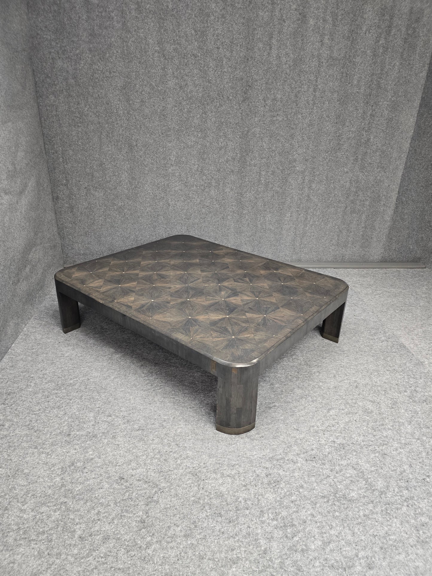 #82 Ron Seff Raffia Wood Marquetry Cocktail Table