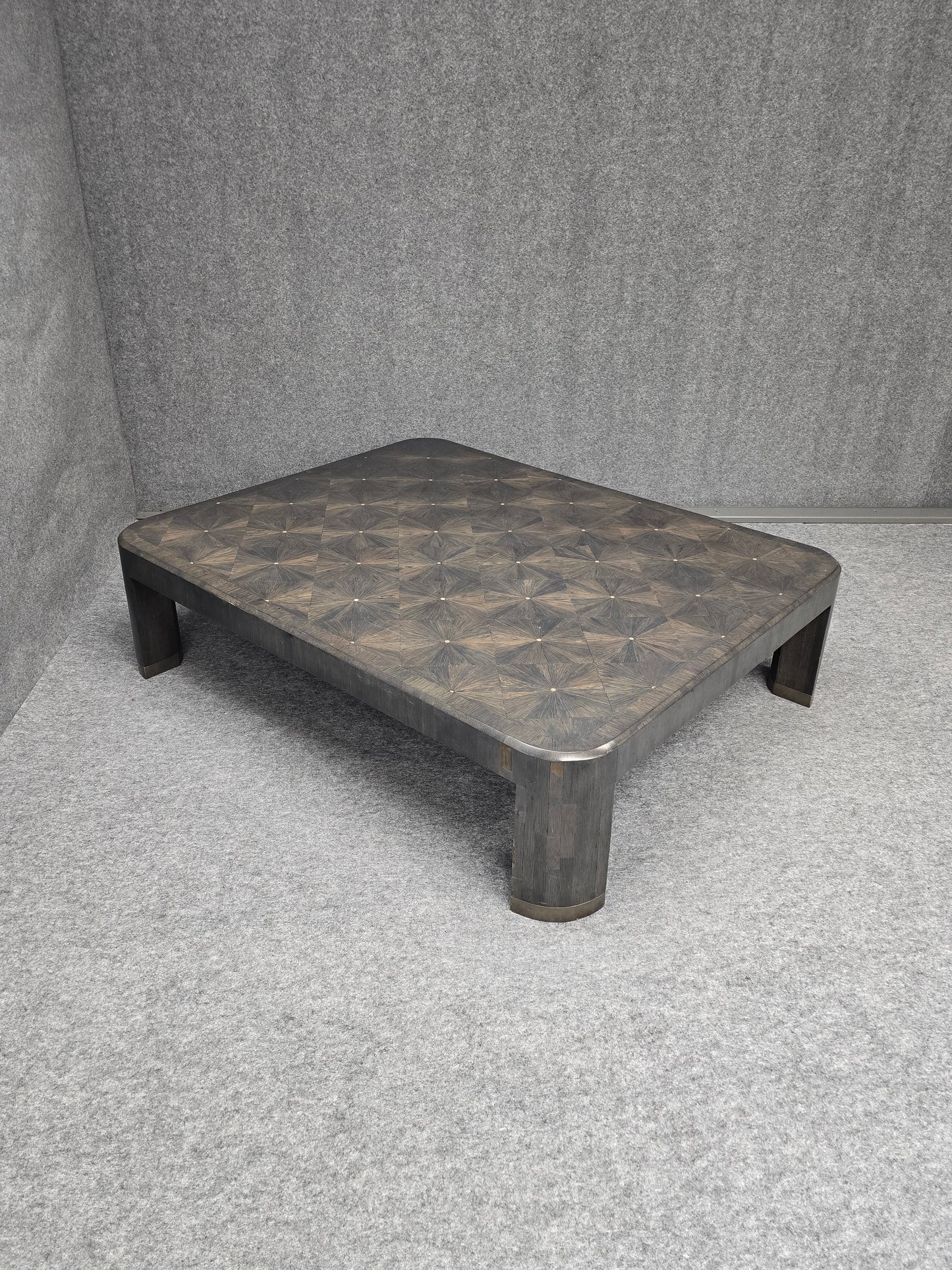 #82 Ron Seff Raffia Wood Marquetry Cocktail Table