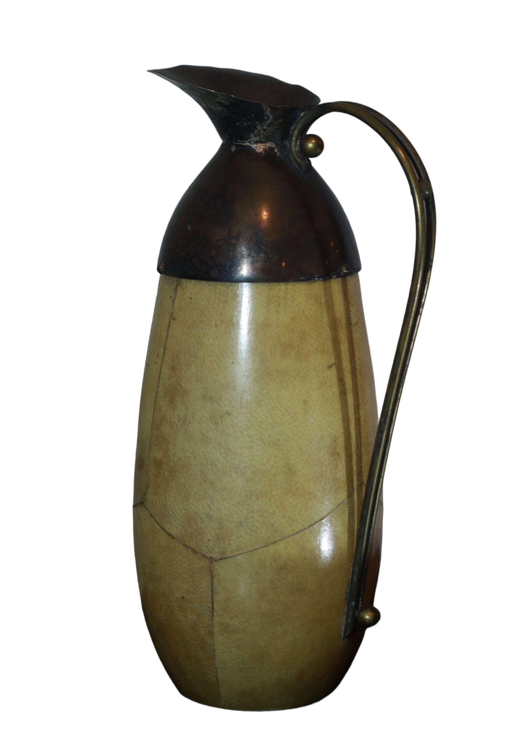 1950s Aldo Tura Goatskin Brass Carafe Thermos Italy