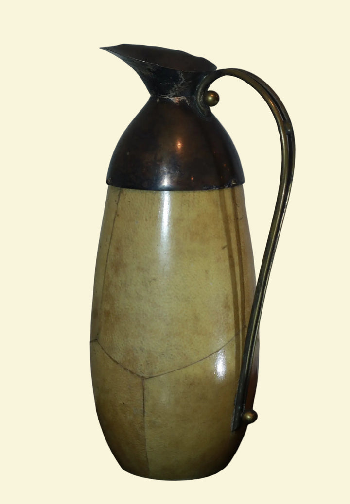 MCM-081 1950s Aldo Tura Goatskin Brass Carafe Thermos Italy