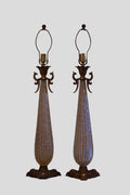 Barovier and Toso Gold Flecked Lamps, sold as a pair.