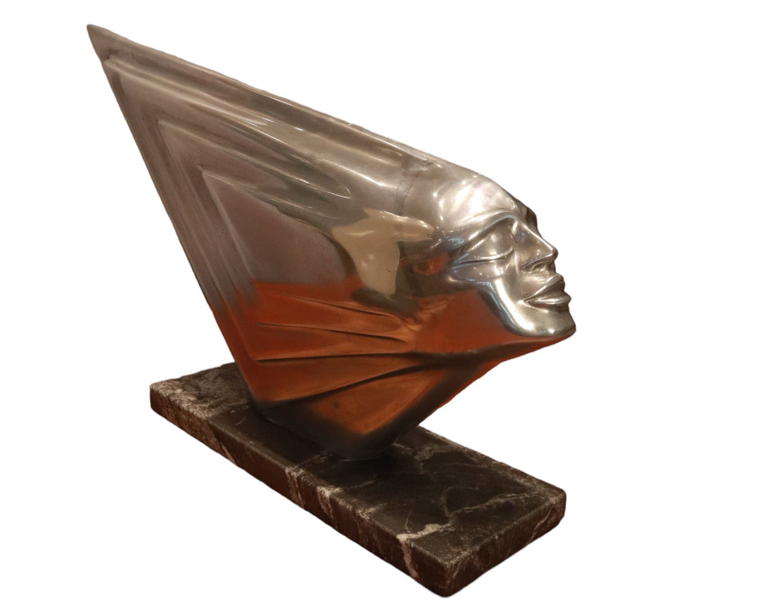 MCM-089 Lee Duran Modern Art Deco Siren Sculpture Chrome Goddess 2