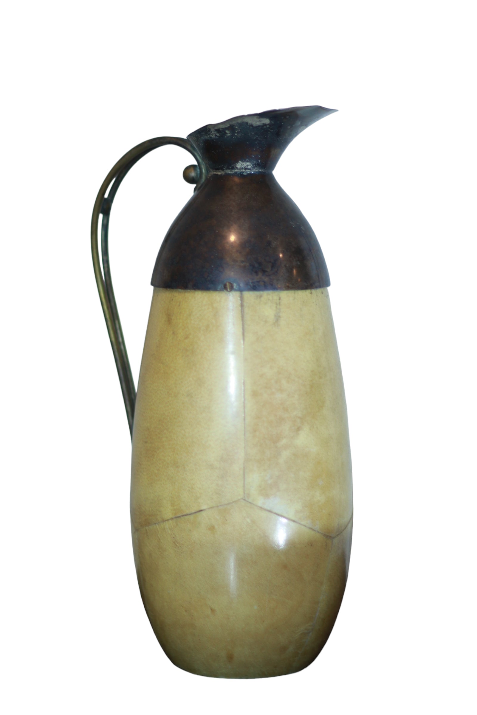 1950s Aldo Tura Goatskin Brass Carafe Thermos Italy