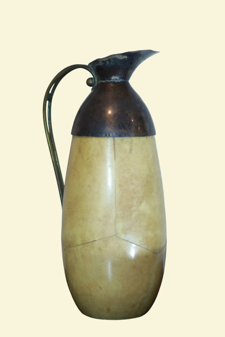 MCM-081 1950s Aldo Tura Goatskin Brass Carafe Thermos Italy