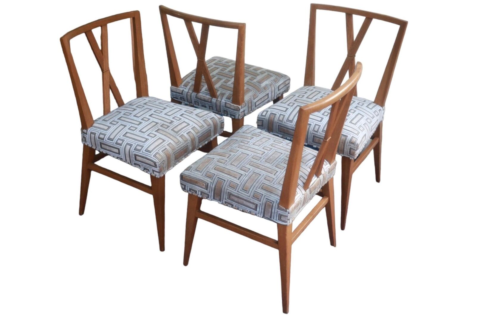 Tommi Parzinger for Charak Modern 1950s Set of Six Re-upholstered dining room ch