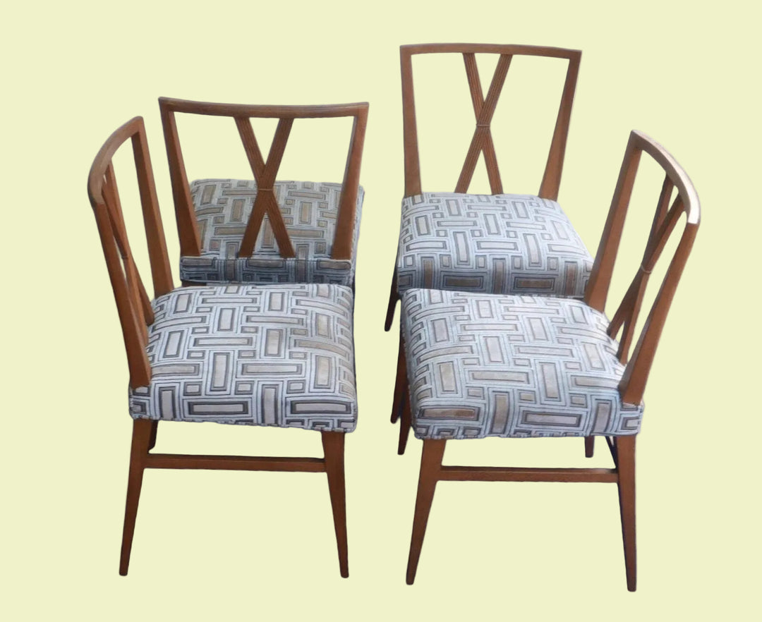 Tommi Parzinger for Charak Modern 1950s Set of Six Re-upholstered dining room ch