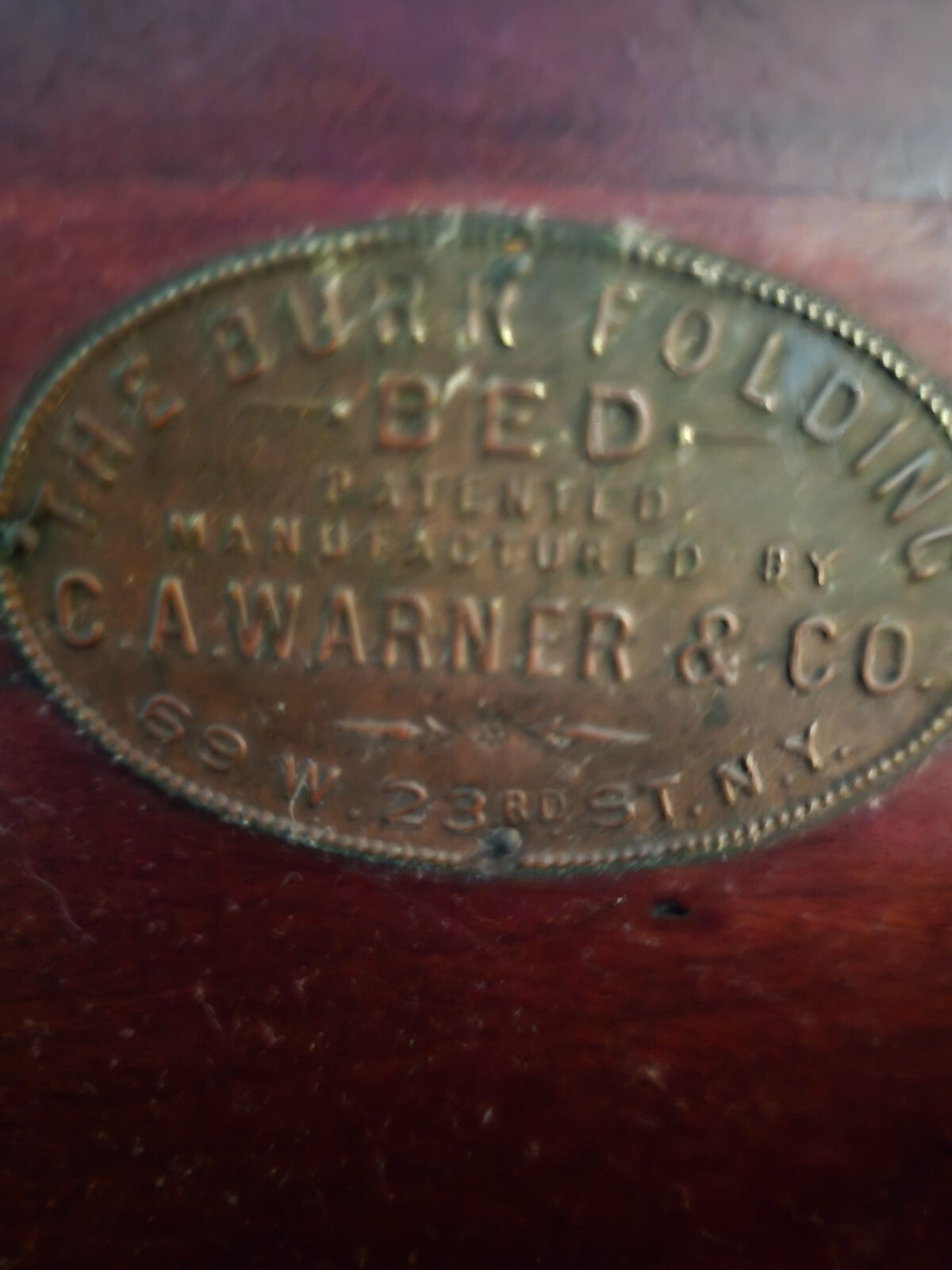 Antique Bed .  Burr Folding Bed, Patented in 1868 by Sanford S. Burr. Full size.