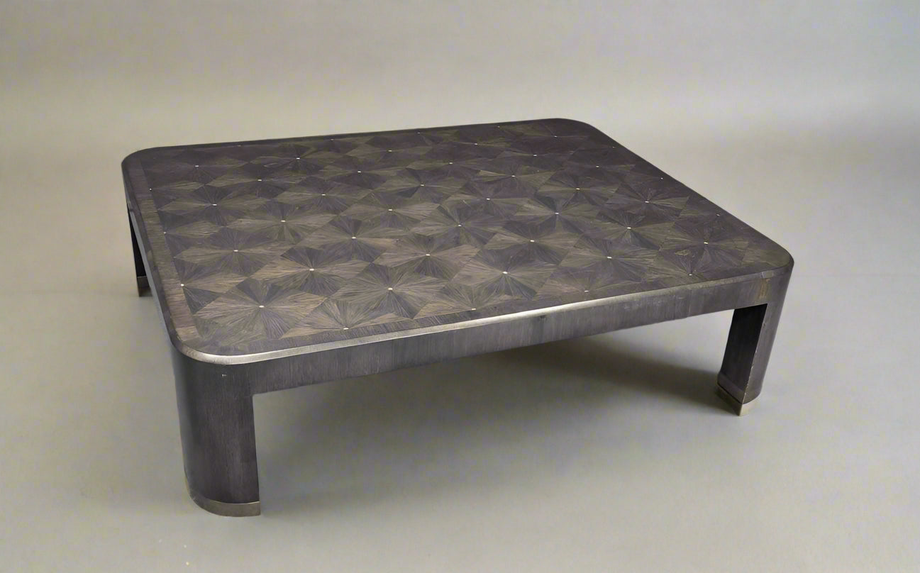 Ron Seff Raffia Wood Marquetry Cocktail Table