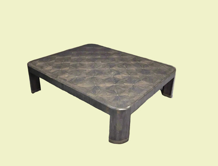 Ron Seff Raffia Wood Marquetry Cocktail Table.