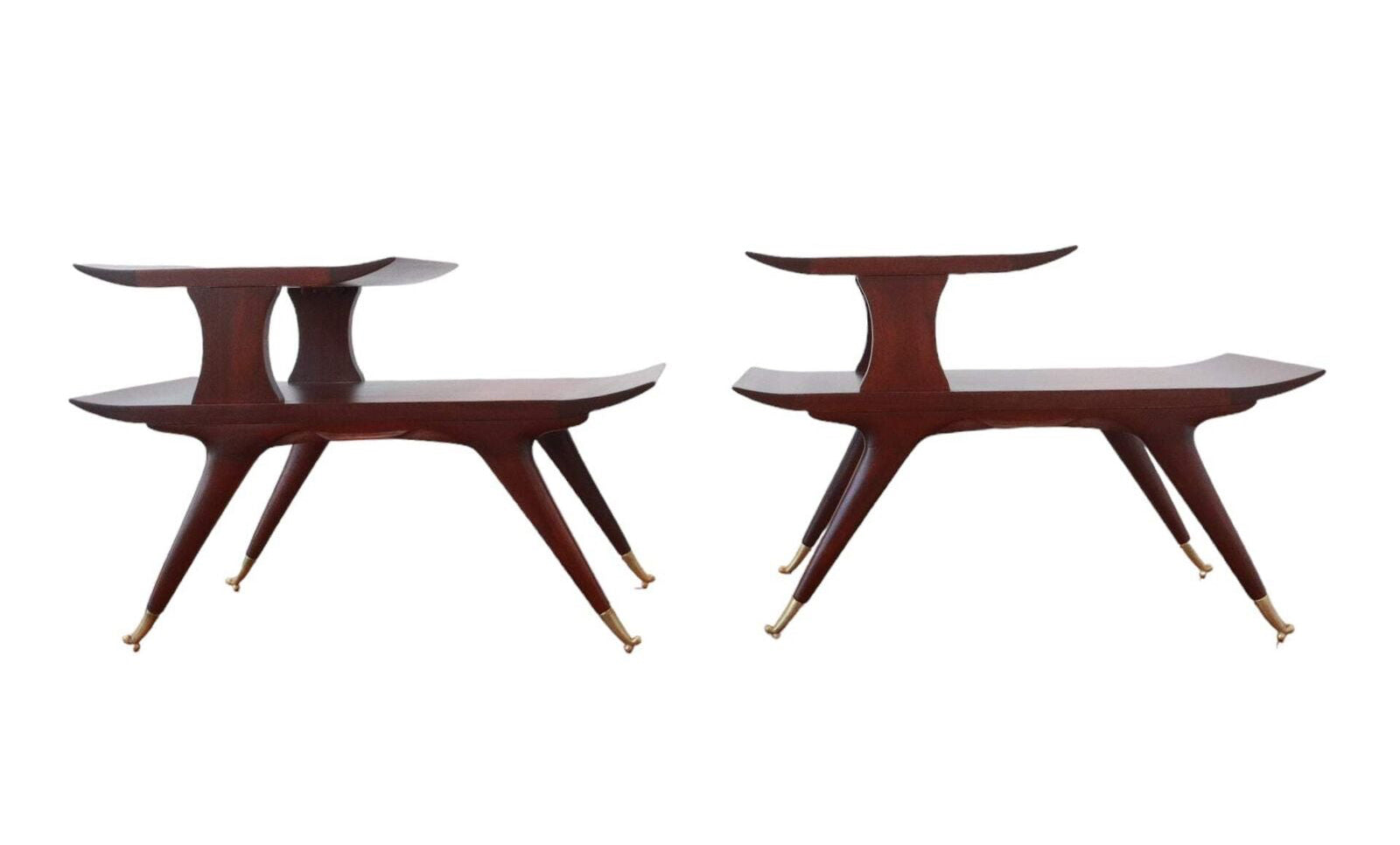 Two Mid-Century Modern 2-Tiered Coffee Tables- in style of William Hinn