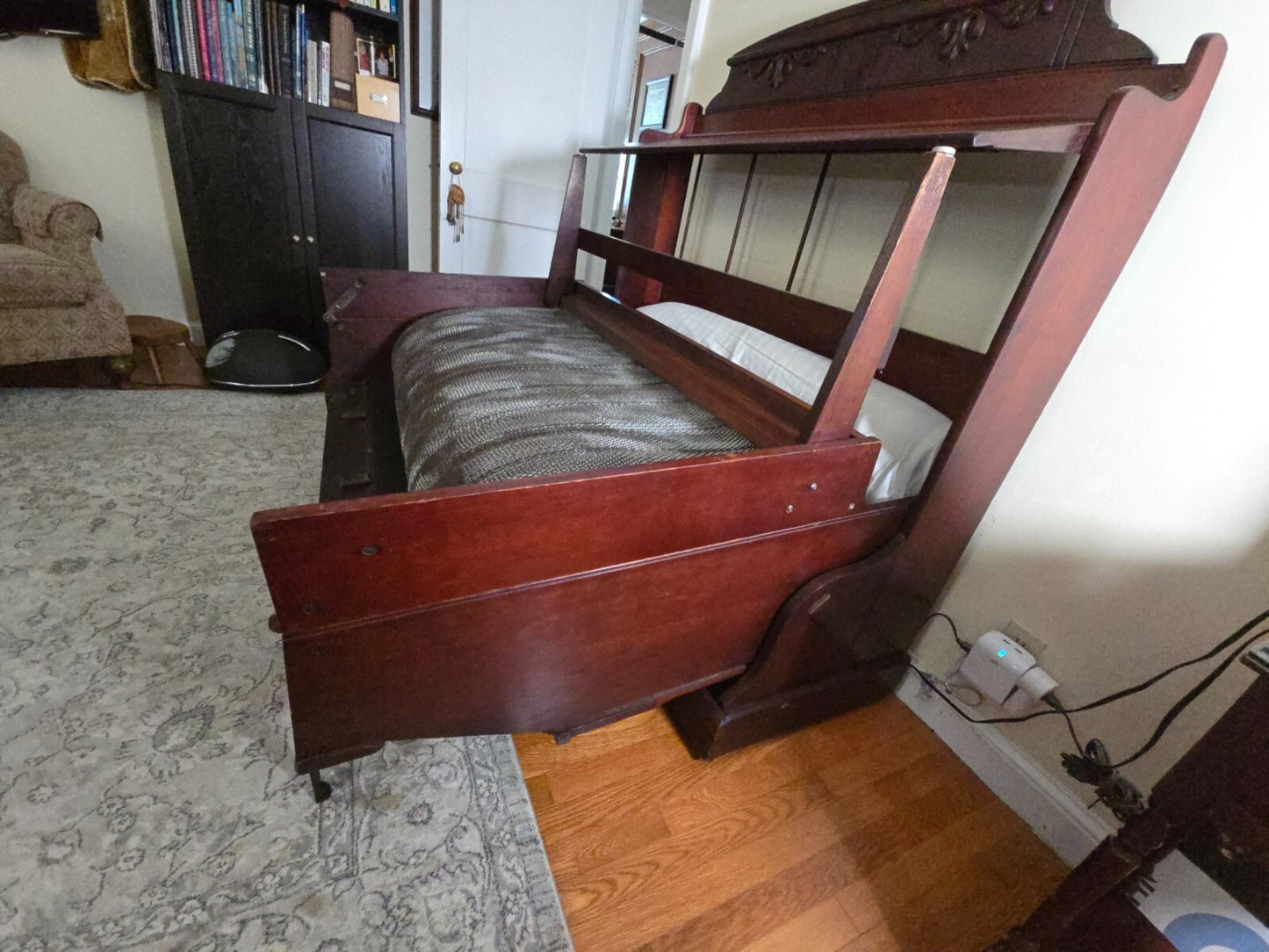 Antique Bed .  Burr Folding Bed, Patented in 1868 by Sanford S. Burr. Full size.