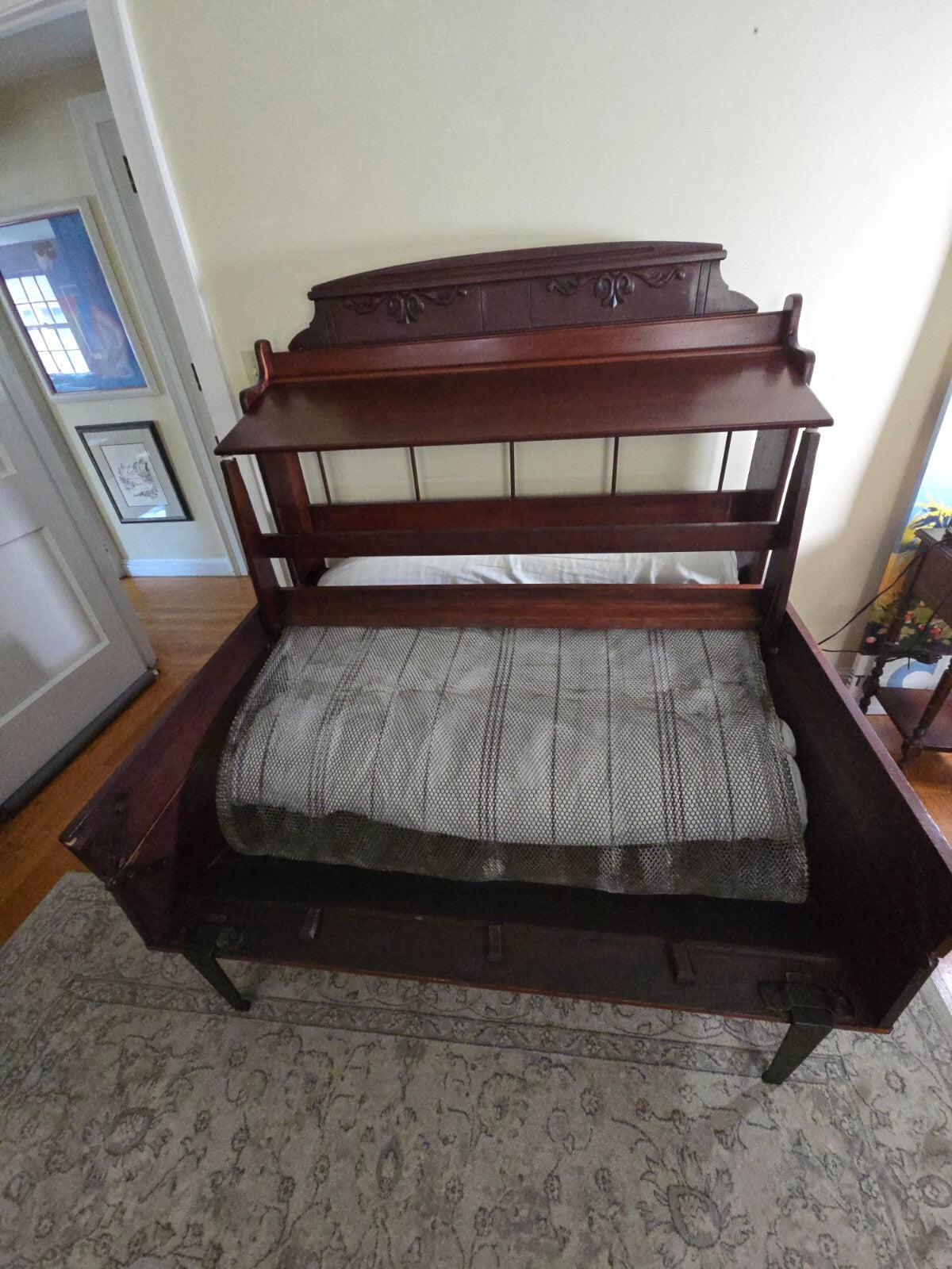 Antique Bed .  Burr Folding Bed, Patented in 1868 by Sanford S. Burr. Full size.