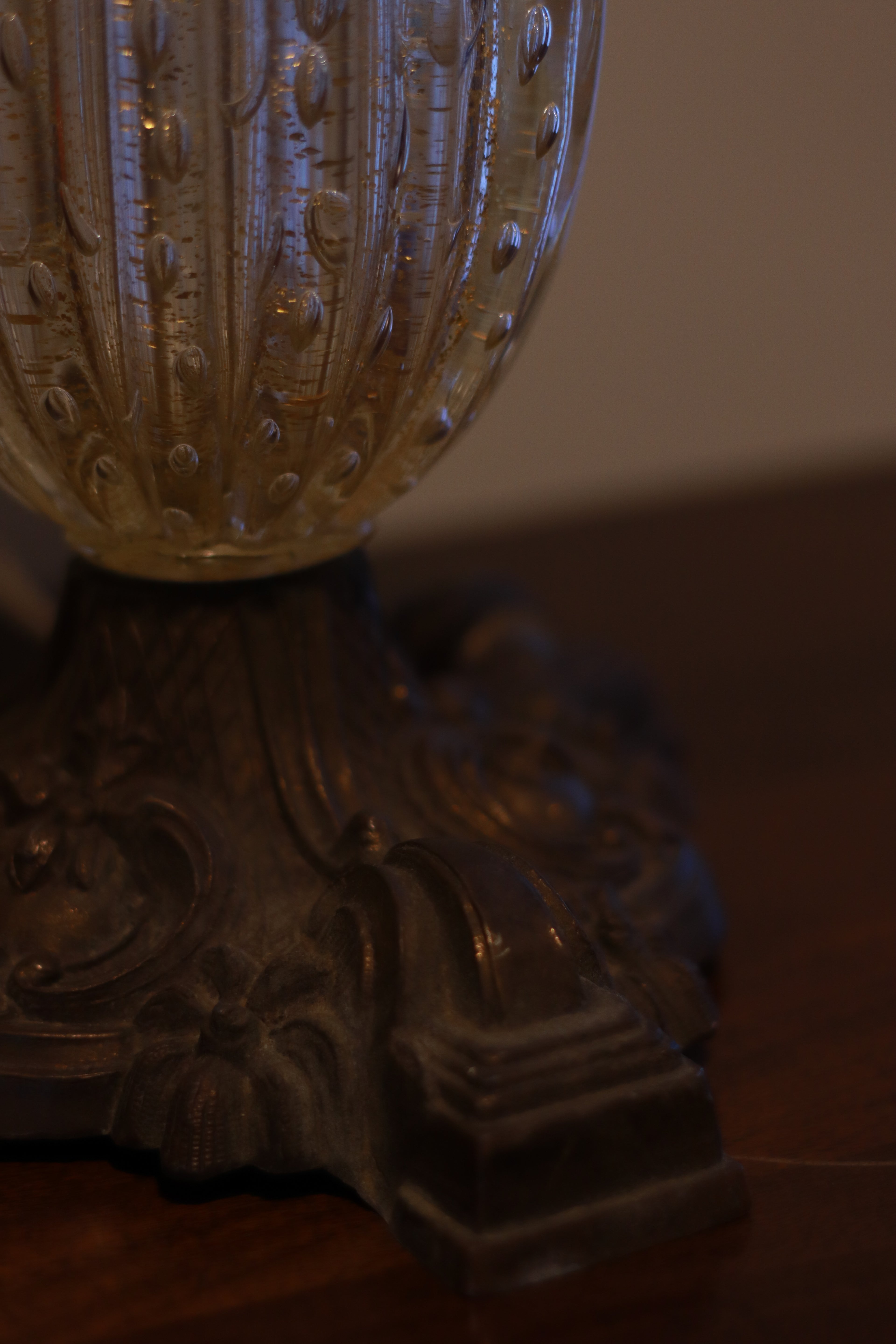 Barovier and Toso Gold Flecked Lamps, sold as a pair.