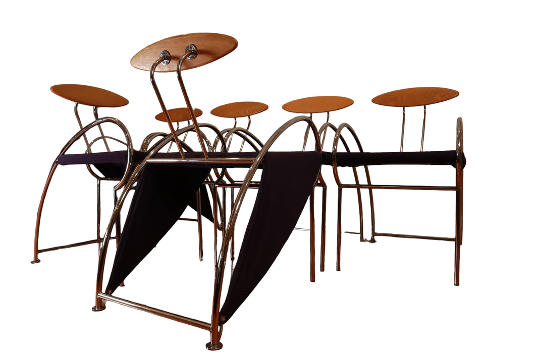 FUR-138 "Velox" Postmodern Massimo Iosa Ghini Moroso Vintage Italian Dining Chairs Set of Six
