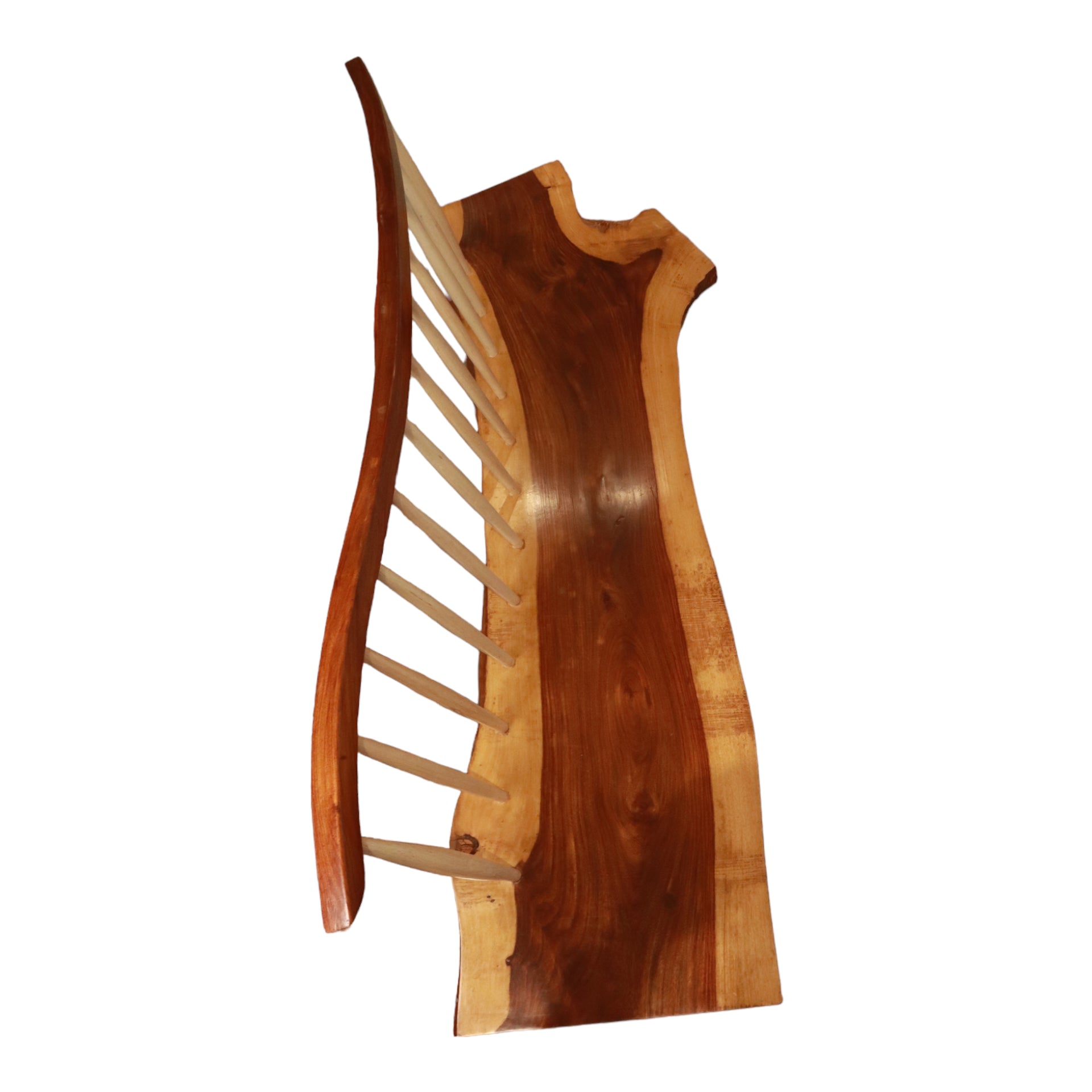 George Nakashima Style Conoid Bench with Spindle Back