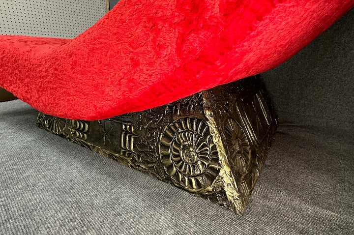 FUR-139 Adrian Pearsall — Rare Red "Goop" Brutalist Wave Chaise Lounge for Craft Associates, MCM / Atomic Age, c.1970s