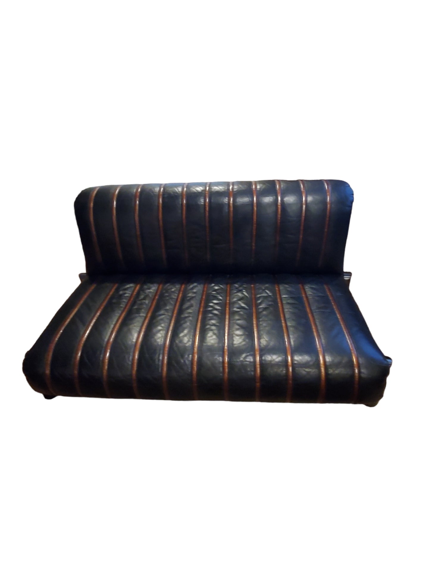 Nicola Trussardi, Mid-Century Leather, Lucite and Anodized Italian Sofa