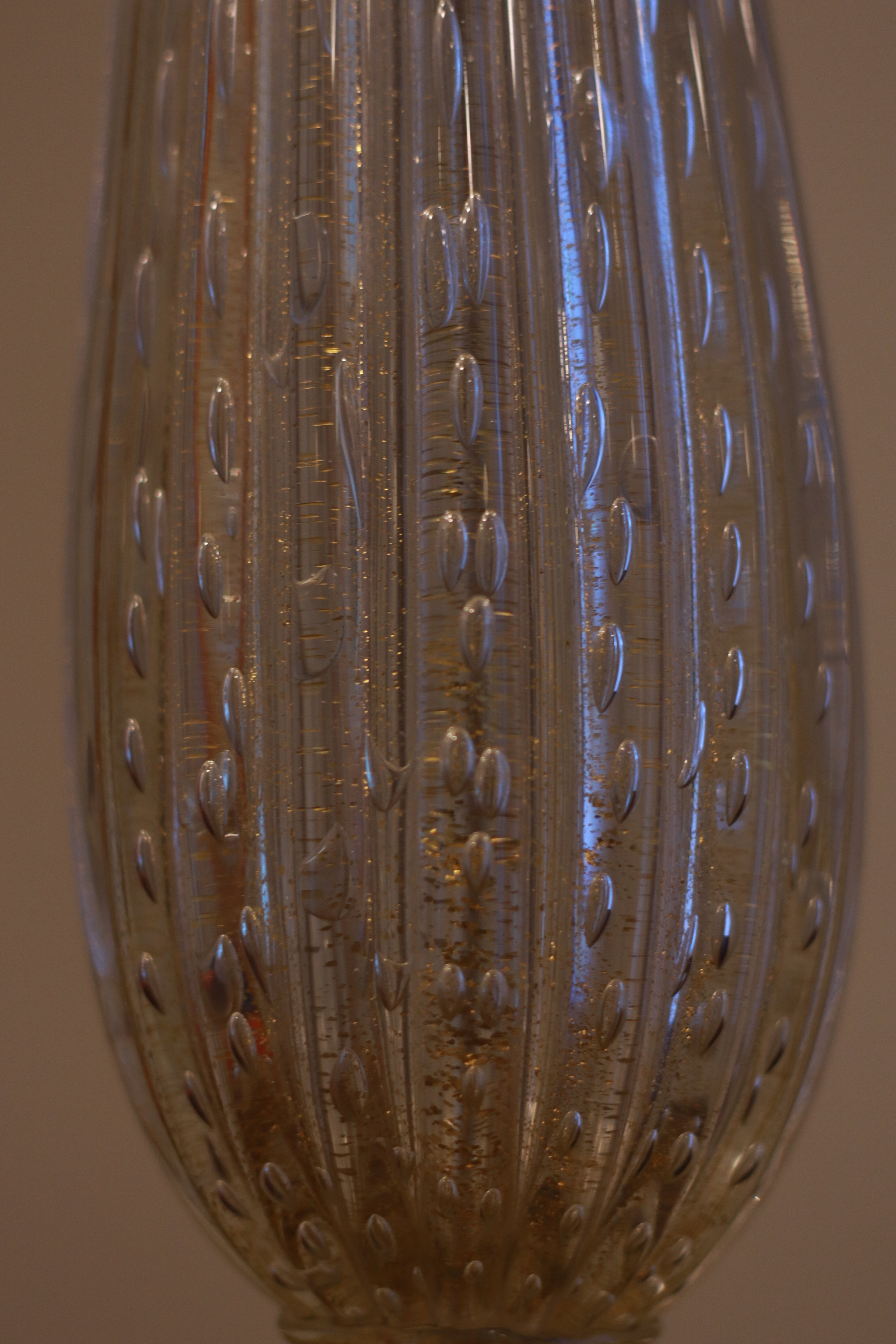 Barovier and Toso Gold Flecked Lamps, sold as a pair.