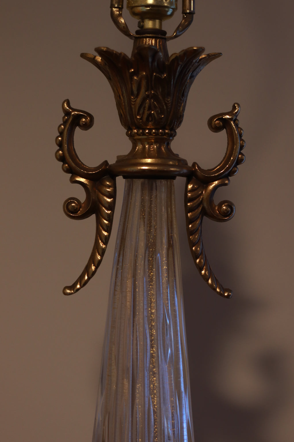 Barovier and Toso Gold Flecked Lamps, sold as a pair.