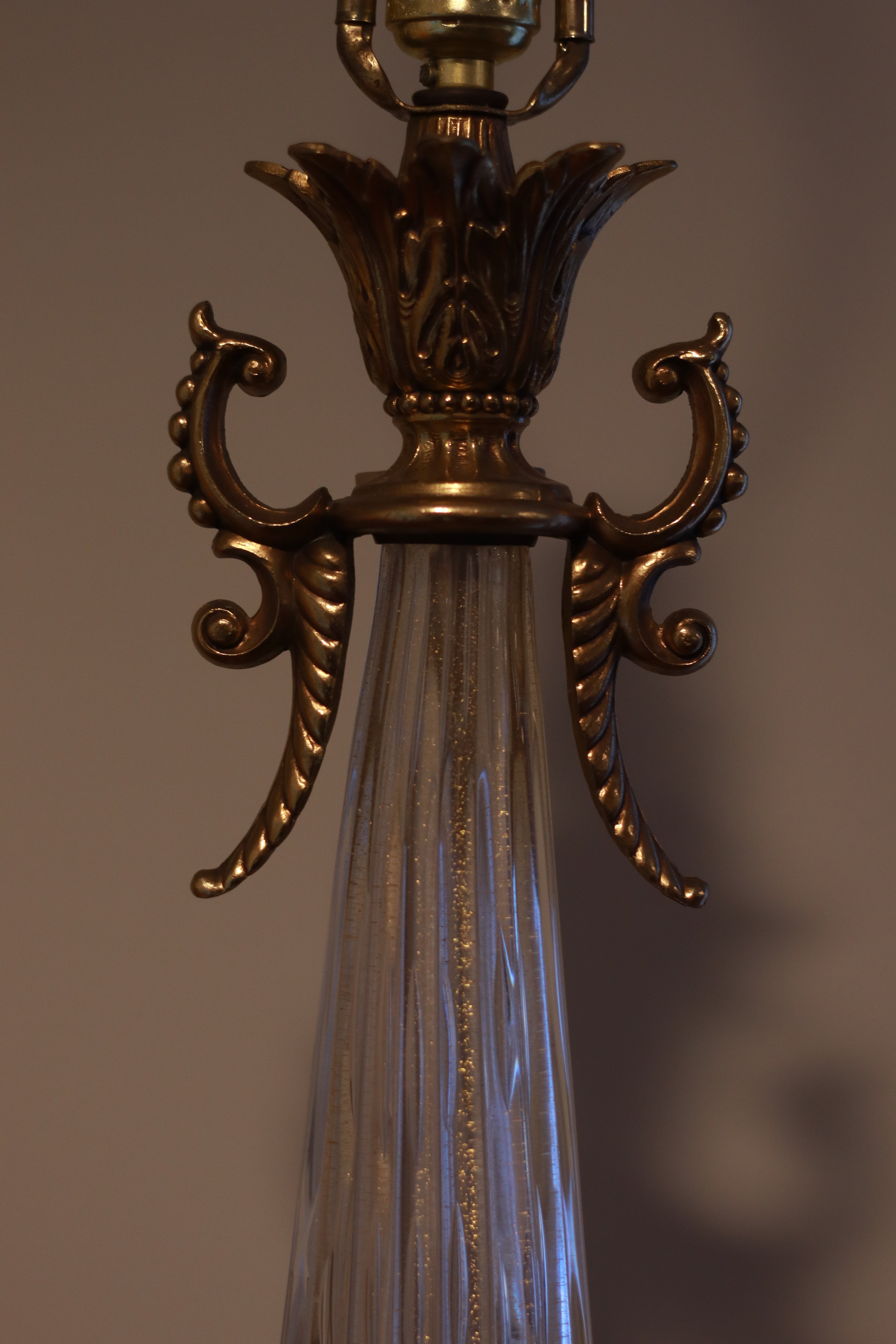 Barovier and Toso Gold Flecked Lamps, sold as a pair.