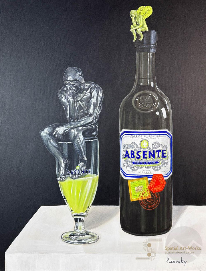 ART-017 John Pacovsky — "Auguste Rodin: Inspired by The Thinker" Absente Campaign, Michel Roux Provenance, 36" × 28"