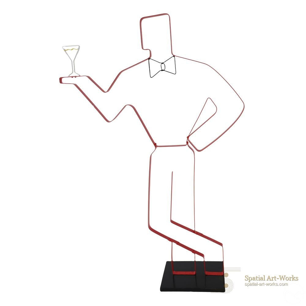 David C. Langley — Life-Size Postmodern Welded Metal Butler Sculpture, Signed, c.20th Century