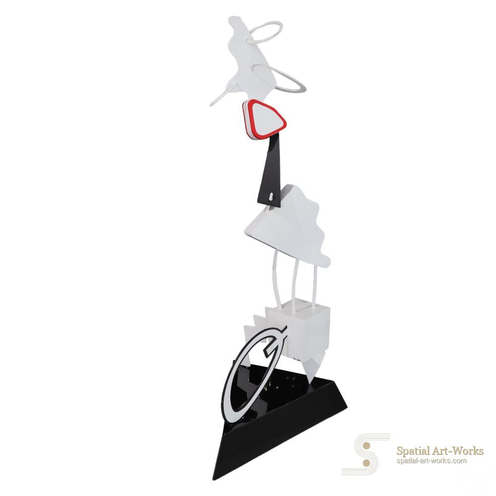 Brad Howe — Life-Size Postmodern Abstract Mixed Metal Sculpture on Triangular Base, Signed, 71.5" Total Height