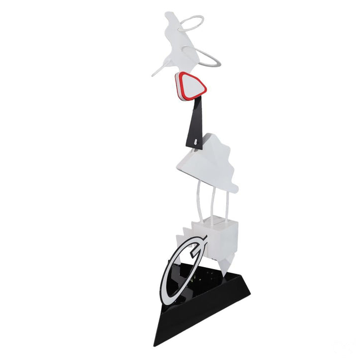 ART-052 Brad Howe — Life-Size Postmodern Abstract Mixed Metal Sculpture on Triangular Base, Signed, 71.5" Total Height