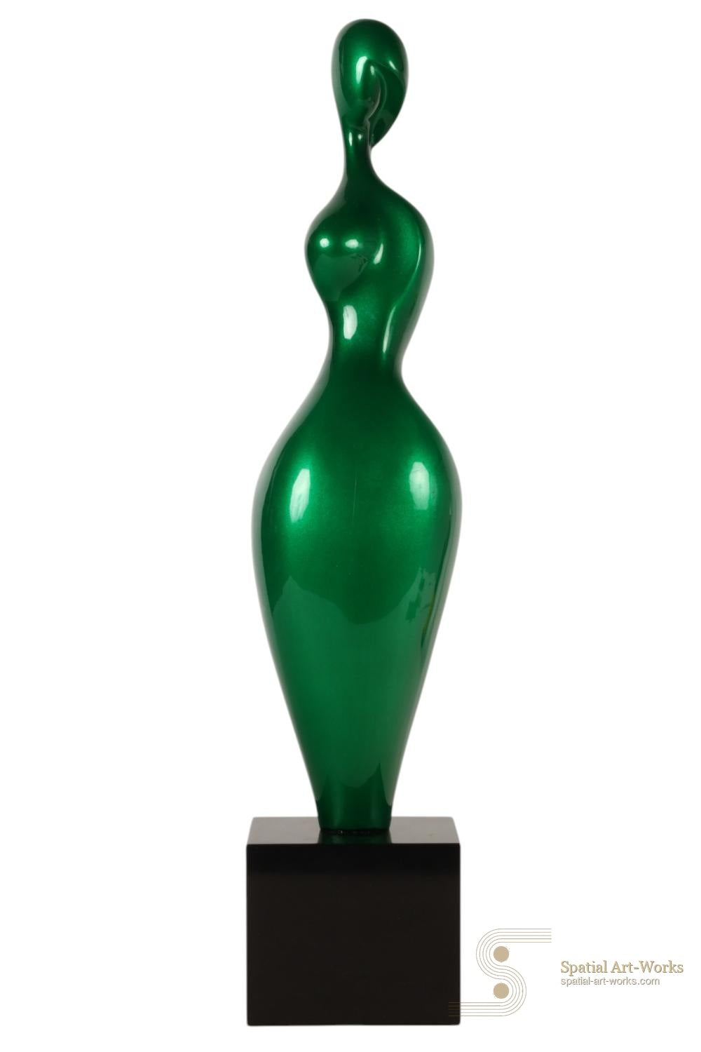 Paul Braslow — Abstract Figural Bronze Sculpture, Green Patina, AP 1, on Granite Base