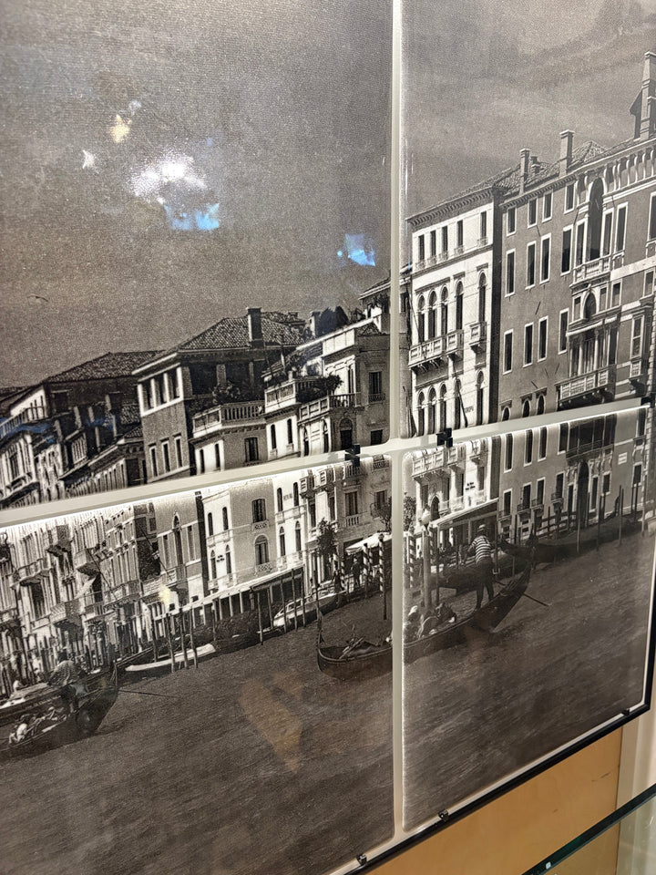 ART-154 Mary Chomenko Hinkley — "Grand Canal" Fused Glass Wall Art, 2013, Framed 38.75 × 38.75 in.