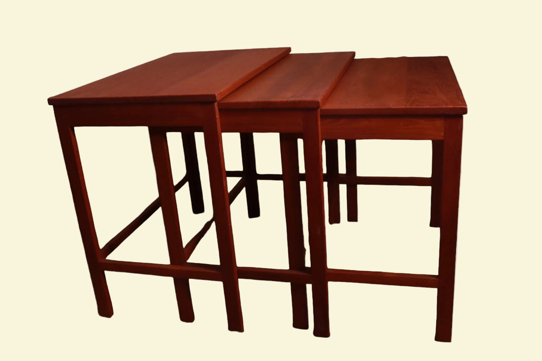 FUR-155 Mid Century Modern Teak Nesting Tables by France &amp; Sons.