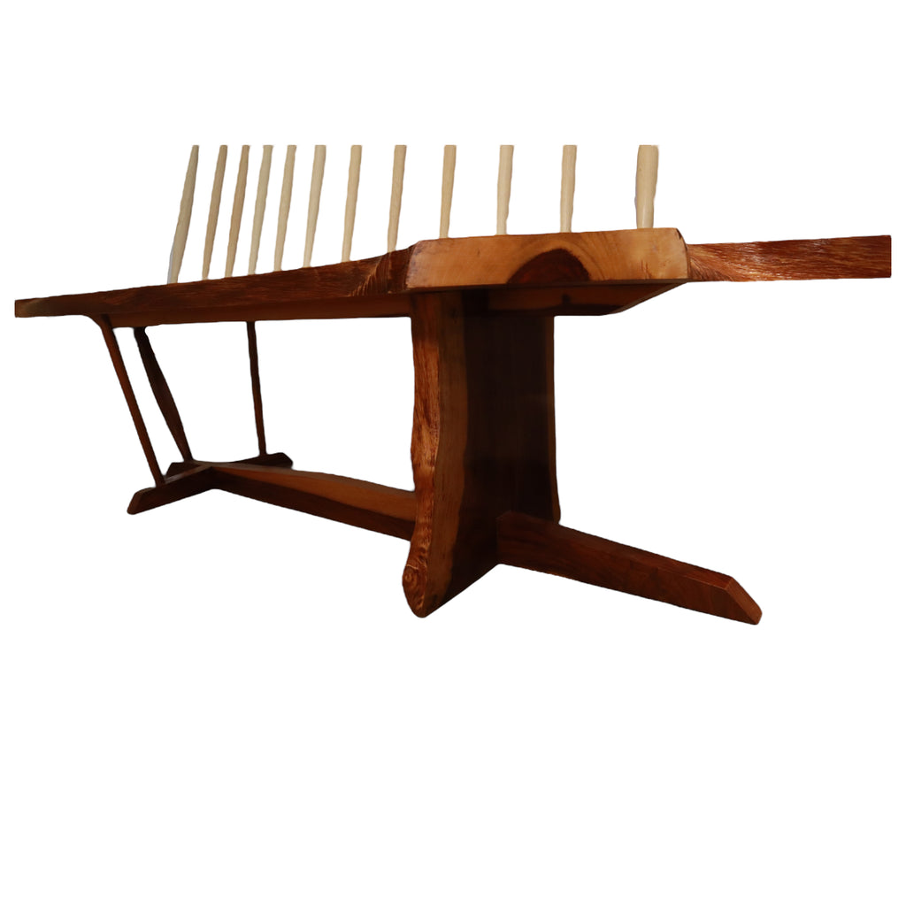 George Nakashima Style Conoid Bench with Spindle Back