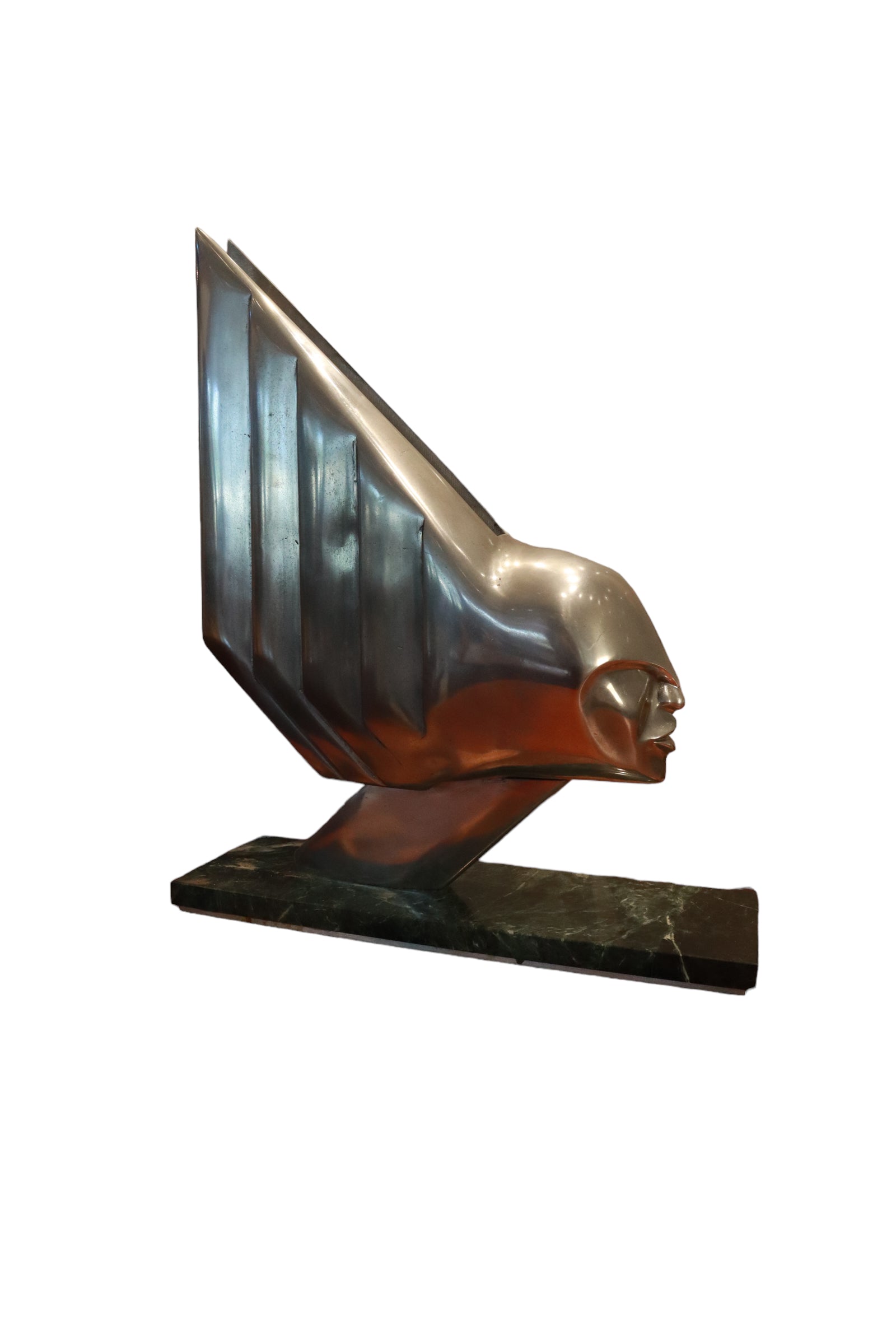 Rare Lee Duran Modern Art Deco Chrome Goddess Mermaid Sculpture