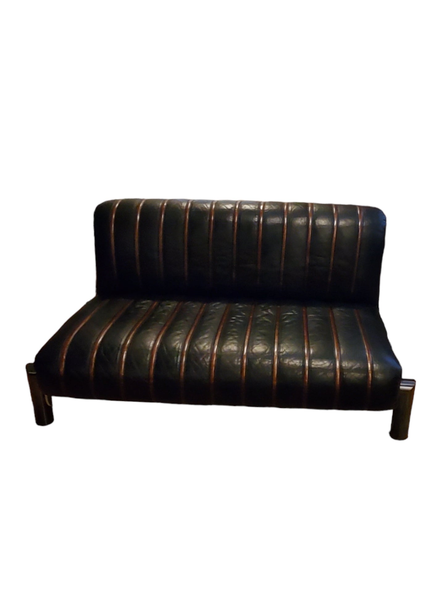 Nicola Trussardi, Mid-Century Leather, Lucite and Anodized Italian Sofa