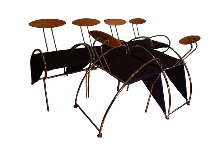 FUR-138 "Velox" Postmodern Massimo Iosa Ghini Moroso Vintage Italian Dining Chairs Set of Six