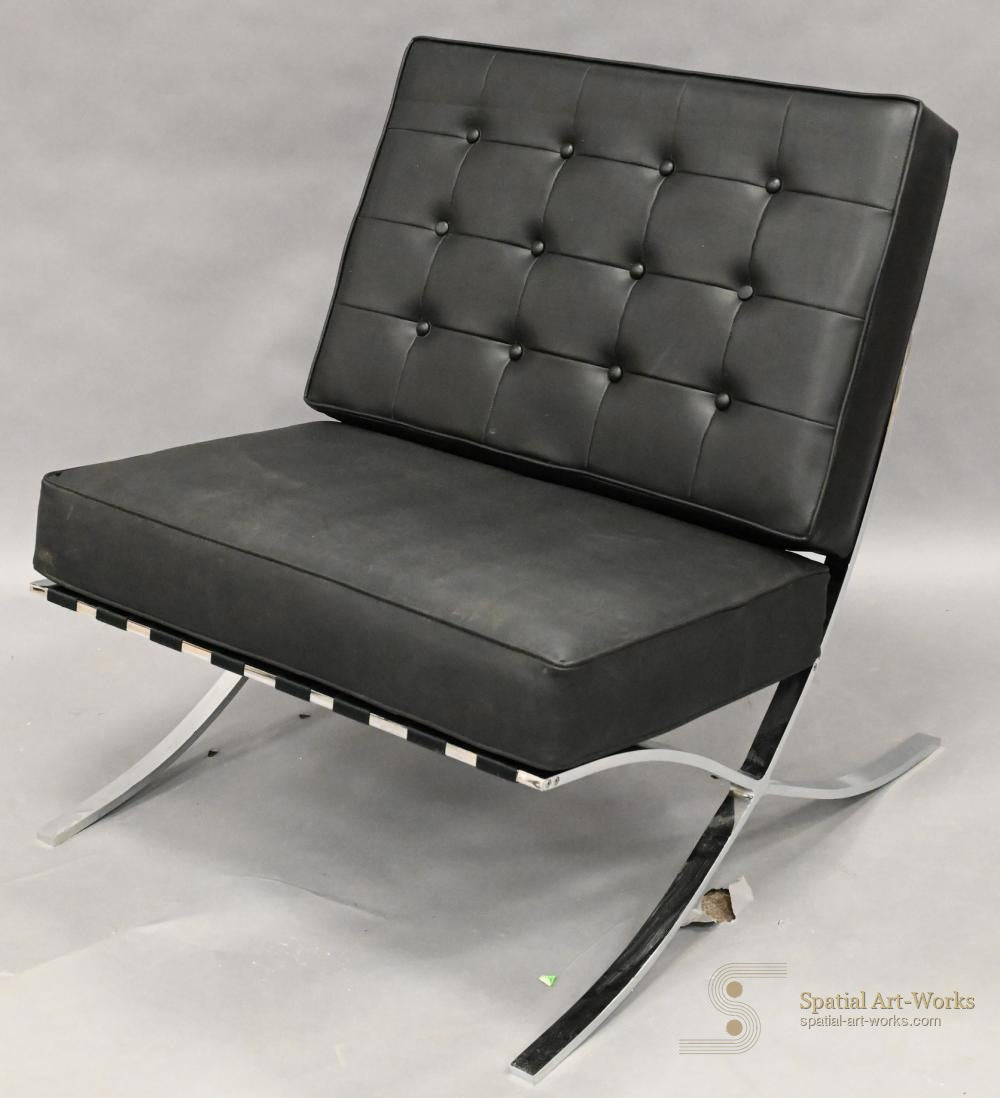 Mies van der Rohe Style Barcelona Chair — Chrome Frame, Mid-Century Modern, Unlabeled