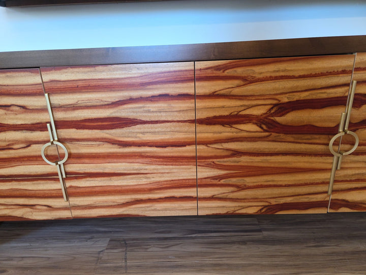 FUR-187 Bookmatched African Padauk Credenza — Amish Handcrafted