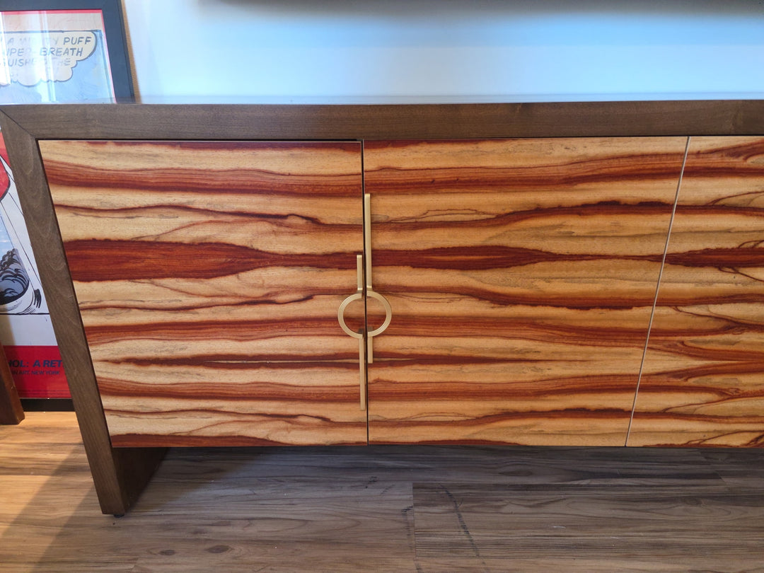 FUR-187 Bookmatched African Padauk Credenza — Amish Handcrafted