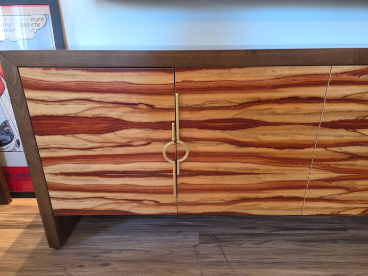FUR-187 Bookmatched African Padauk Credenza — Amish Handcrafted
