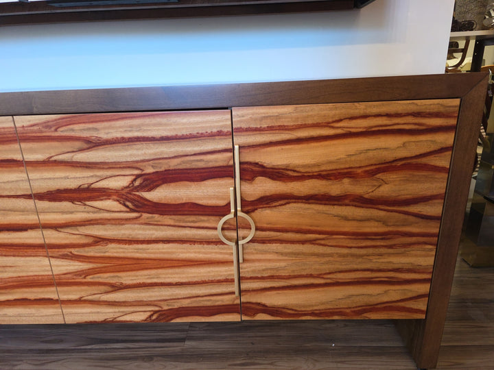 FUR-187 Bookmatched African Padauk Credenza — Amish Handcrafted