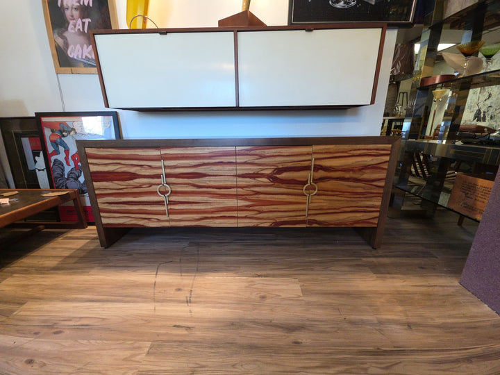 FUR-187 Bookmatched African Padauk Credenza — Amish Handcrafted