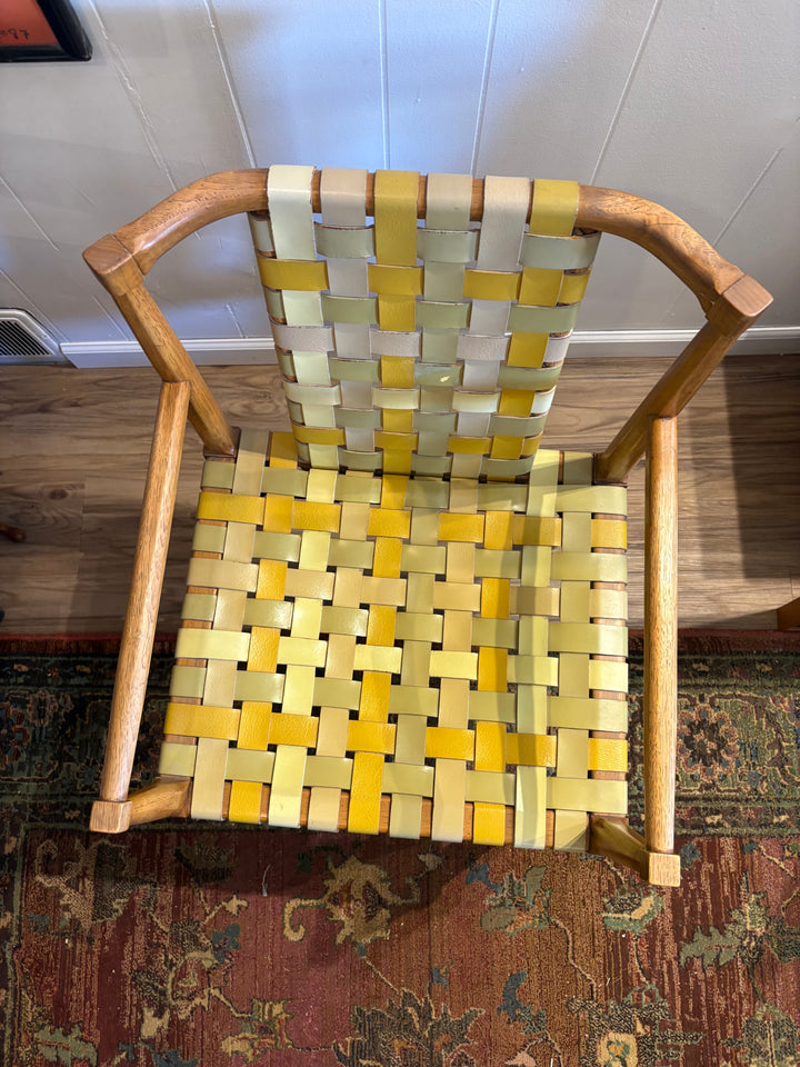 FUR-190 Tomlinson of High Point — Set of 4 Armchairs &amp; Expandable Table, Wood &amp; Leather, U.S. Patent 181,011, 1957