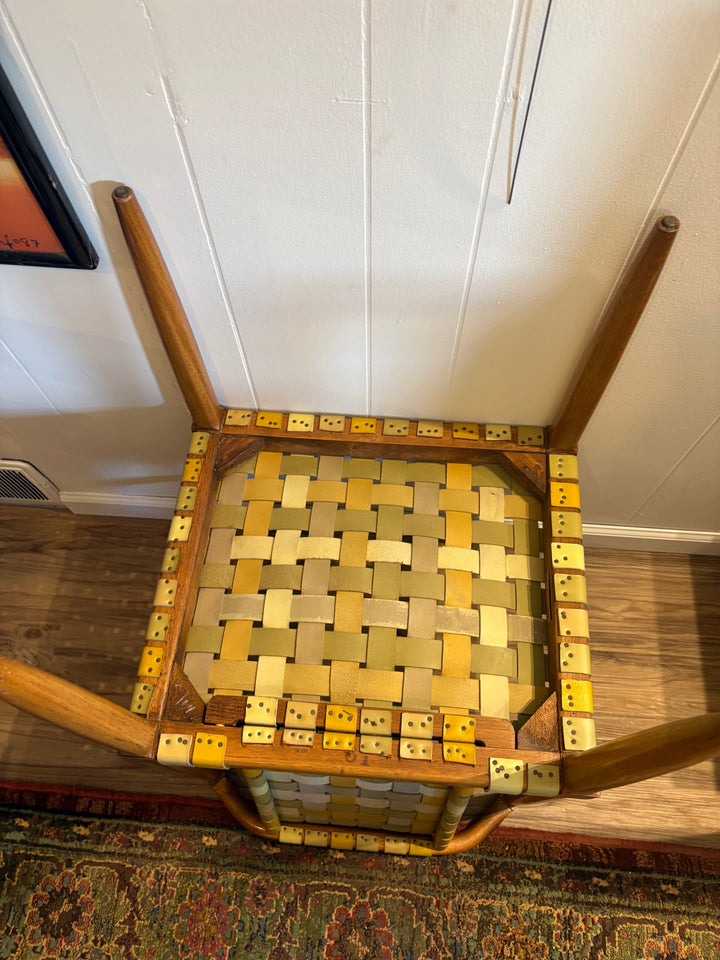 FUR-190 Tomlinson of High Point — Set of 4 Armchairs &amp; Expandable Table, Wood &amp; Leather, U.S. Patent 181,011, 1957