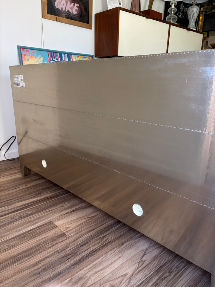 FUR-192 Bernhardt — "Fleurs" Credenza, Nickel Alloy German Silver &amp; Reclaimed Teak, 64" W